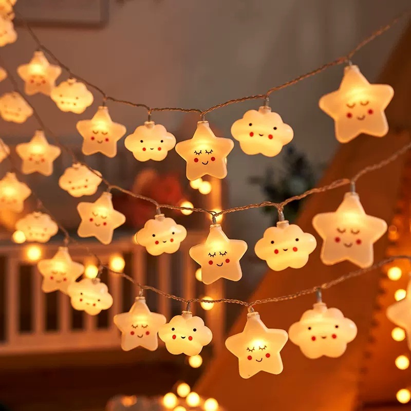 Đèn LED dây USB hình ngôi sao, cầu vồng, mây cute trang trí nhà cửa phòng ngủ, phòng khách siêu xinh, mang đi cắm trại.