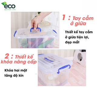 Thùng nhựa để đồ chơi, đựng đồ dùng đa năng ECO trong suốt có nắp đậy kín 6,5L/10L/15L/20L