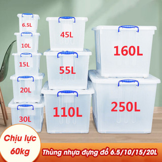 Thùng nhựa để đồ chơi, đựng đồ dùng đa năng ECO trong suốt có nắp đậy kín 6,5L/10L/15L/20L