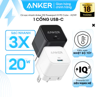 Củ sạc nhanh Anker 20W 312 PowerPort III PD Cube – Sạc nhanh, tiện lợi cho iPhone, iPad