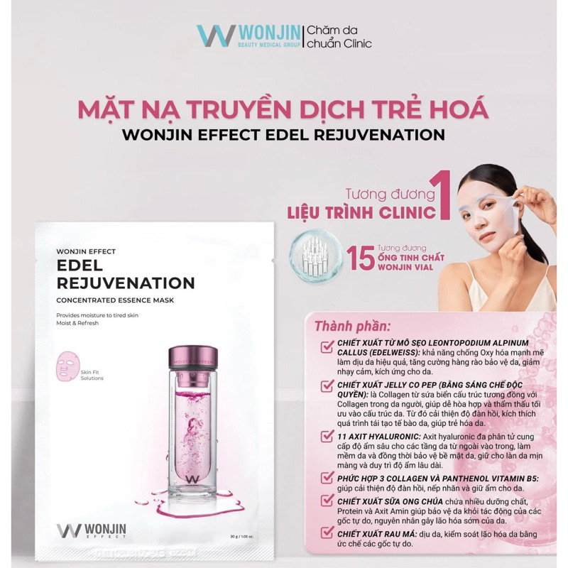 HỘP 10M Mặt Nạ Wonjin Effect Mask Dưỡng Sáng Da Cấp Ẩm Trẻ Hoá