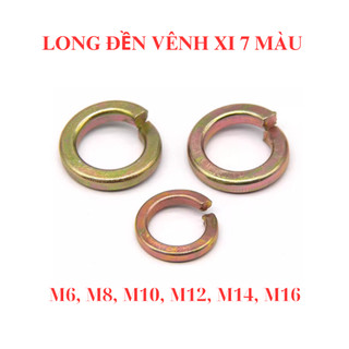 Long đen vênh, Long đền vênh, Vòng đệm kênh xi 7 màu M6, M8, M10, M12, M14,M16 (túi 100 con)