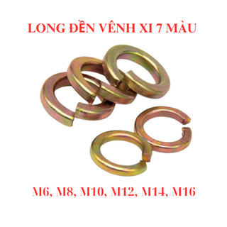 Long đen vênh, Long đền vênh, Vòng đệm kênh xi 7 màu M6, M8, M10, M12, M14,M16 (túi 100 con)