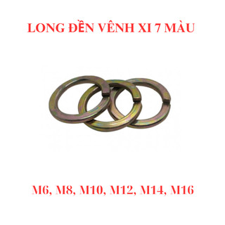 Long đen vênh, Long đền vênh, Vòng đệm kênh xi 7 màu M6, M8, M10, M12, M14,M16 (túi 50 con)