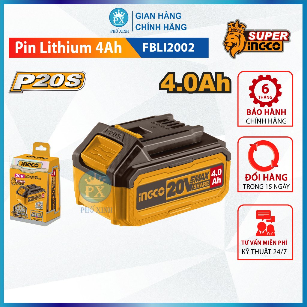 PIN INGCO 20V 2AH, 4AH, 5AH - - FBLI20011 - FBLI2002 - FBLI20031 ...