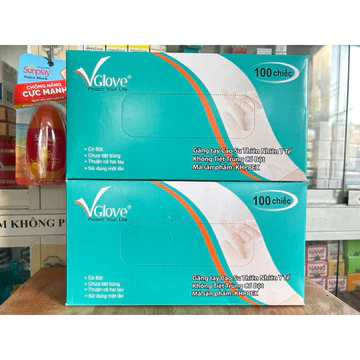 ✅ Găng tay VGlove có bột đủ size [Hàng chính hãng] Găng tay y tế / Găng tay cao su (hộp 100 chiếc)