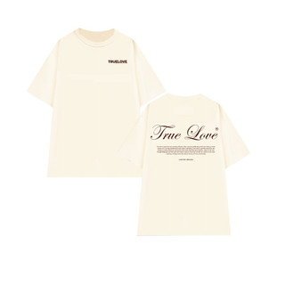 Áo thun đôi nam nữ True Love phông tay lỡ, set đồ bộ đôi chất liệu Premium Cotton 100% [A015]