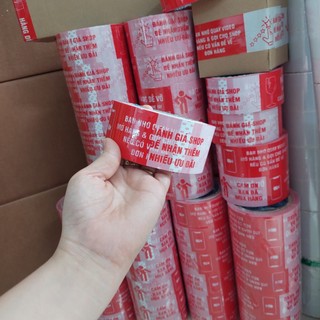 1 Cuộn băng keo màu đỏ chữ Hàng dễ vỡ và Cảm ơn bạn shipper, 1 cuộn 200gram