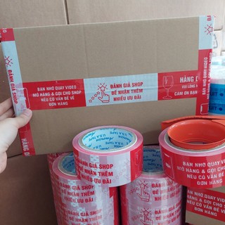 1 Cuộn băng keo màu đỏ chữ Hàng dễ vỡ và Cảm ơn bạn shipper, 1 cuộn 200gram