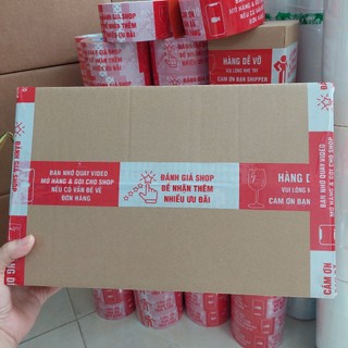 1 Cuộn băng keo màu đỏ chữ Hàng dễ vỡ và Cảm ơn bạn shipper, 1 cuộn 200gram