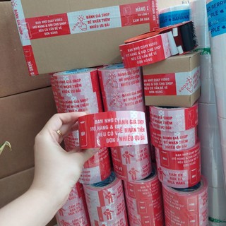 1 Cuộn băng keo màu đỏ chữ Hàng dễ vỡ và Cảm ơn bạn shipper, 1 cuộn 200gram