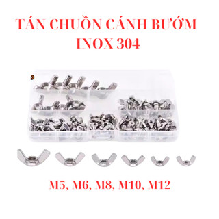 Đai ốc cánh bướm vặn tay INOX 304 - Tán chuồn size M5 - M6 - M8  - M0 - M12 (túi 10 con)