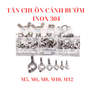 Đai ốc cánh bướm vặn tay INOX 304 - Tán chuồn size M5 - M6 - M8  - M0 - M12 (túi 10 con)
