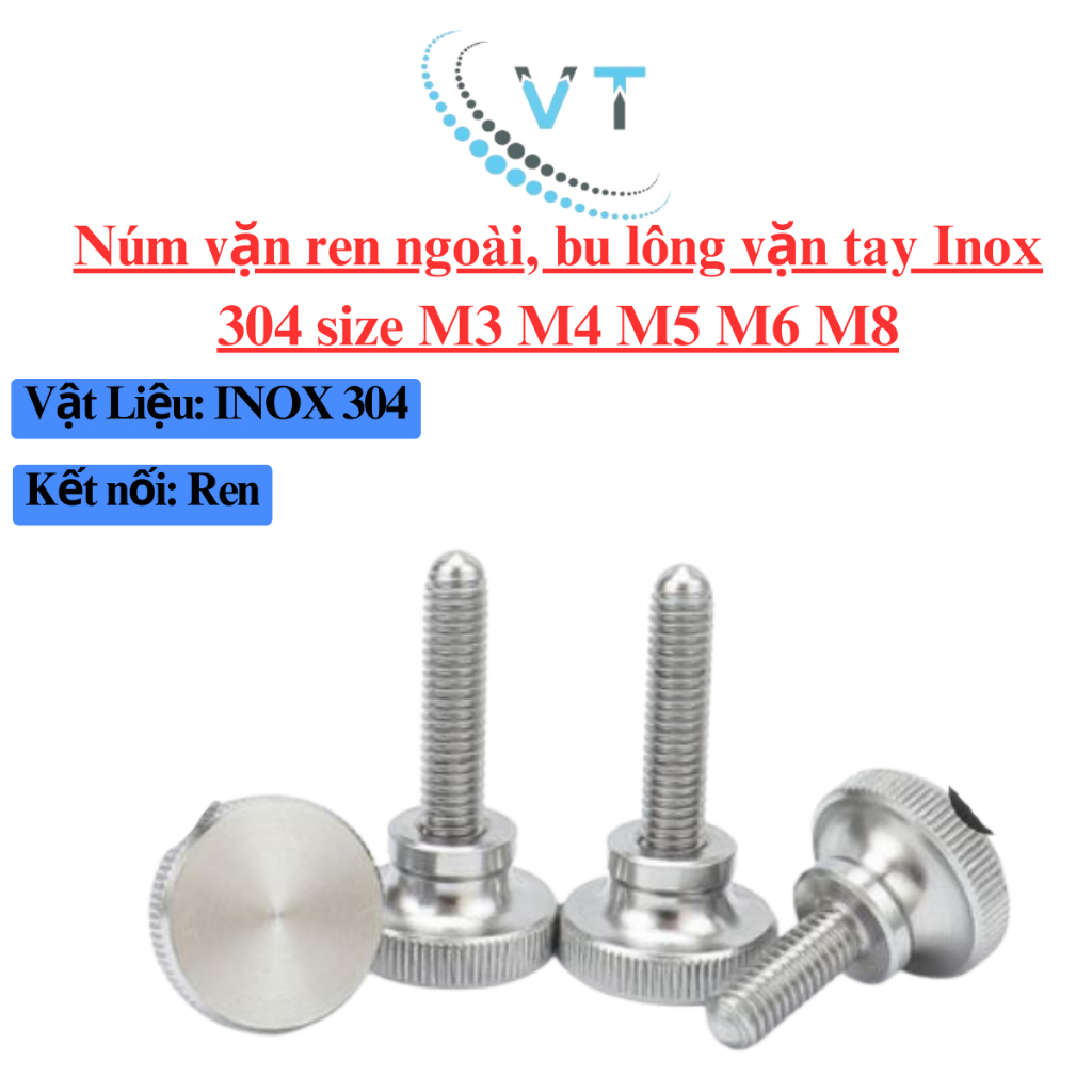 Núm vặn ren hay còn được gọi bu long vặn tay, núm vặn ren ngoài M3 M4 M5 M6 M8