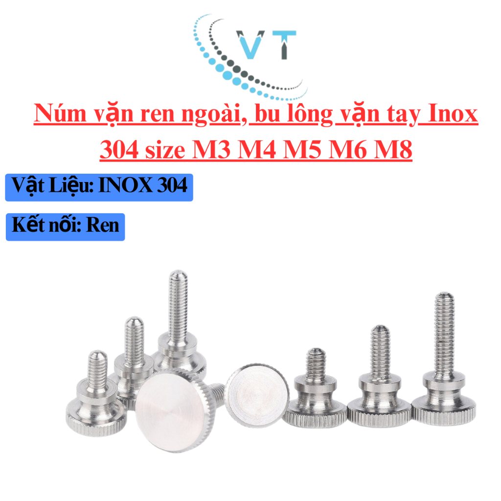 Núm vặn ren hay còn được gọi bu long vặn tay, núm vặn ren ngoài M3 M4 M5 M6 M8
