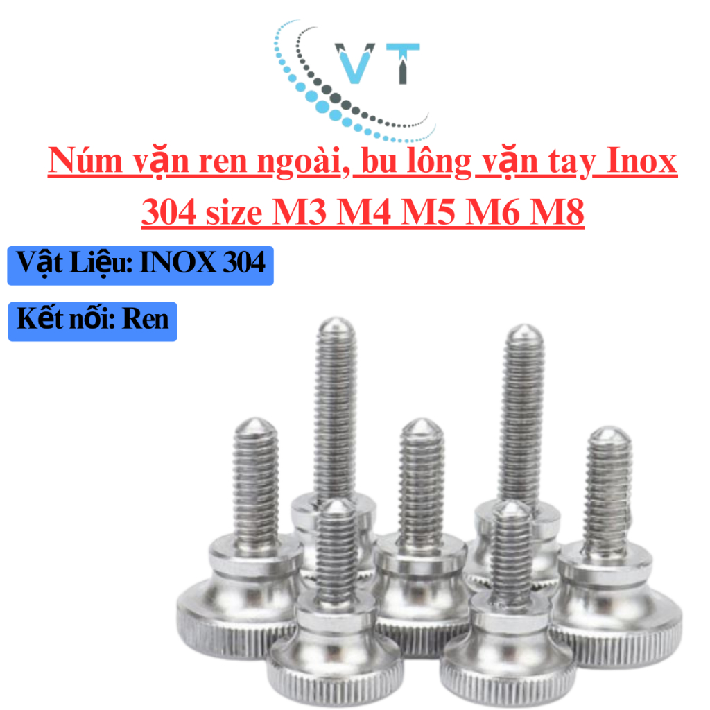 Núm vặn ren hay còn được gọi bu long vặn tay, núm vặn ren ngoài M3 M4 M5 M6 M8