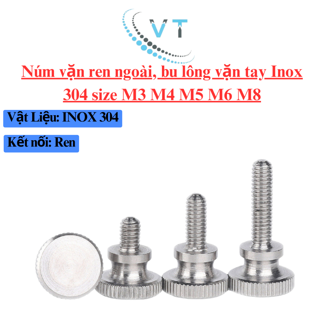 Núm vặn ren hay còn được gọi bu long vặn tay, núm vặn ren ngoài M3 M4 M5 M6 M8