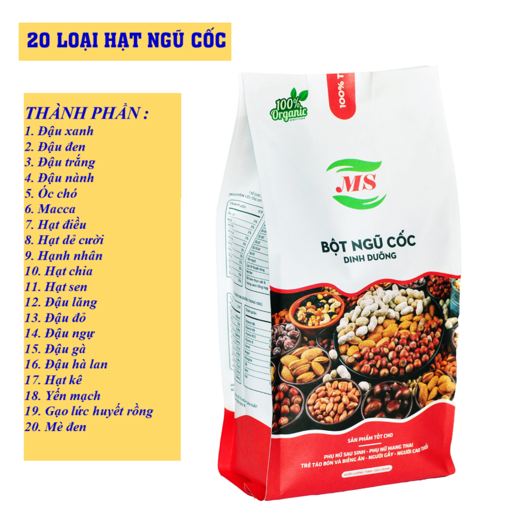 Com bo ngũ cốc dinh dưỡng từ 20 loại đậu & hạt cao cấp - MS ( 1kg/2 gói), Bột ngũ cốc dinh dưỡng.