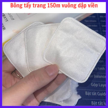 Bông Tẩy Trang Cao Cấp Miếng Vuông 6X6 Có Dập Viền Chắc Chắn Bông Tẩy Trang 100% Cotton Mềm Mại, Bông Tẩy Trang Nhật Bản
