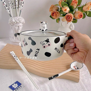 Set Nồi Sứ Kèm Thìa Bò Sữa Siêu Xinh Cute