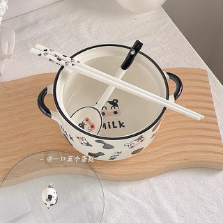 Set Nồi Sứ Kèm Thìa Bò Sữa Siêu Xinh Cute