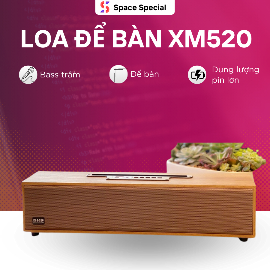 Loa bluetooth để bàn XM520 Bass mạnh công suất 20W siêu trầm Loa vỏ