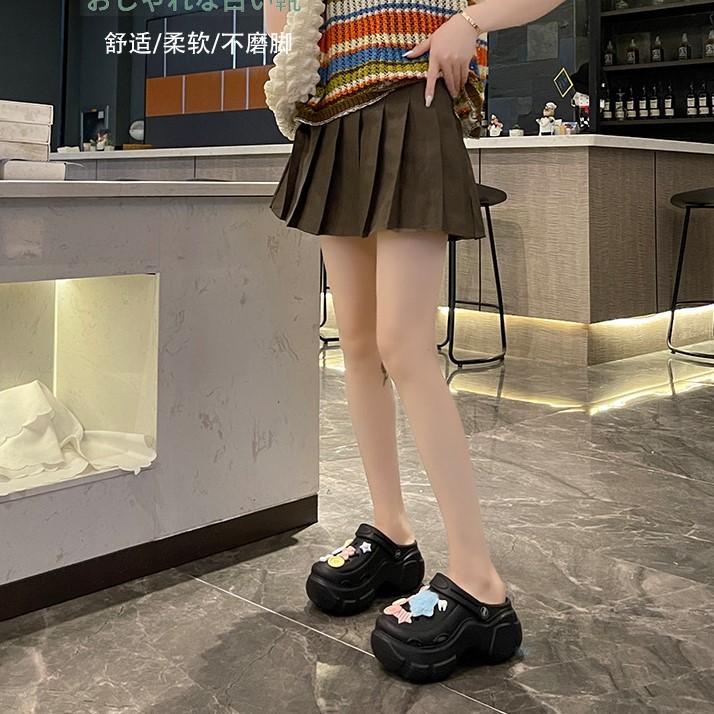 Dép nữ, Dép Cross đế cao 5cm, Dép Crocs nữ, Sticker Gấu ngôi sao cúc áo dễ thương | BigBuy360 - bigbuy360.vn
