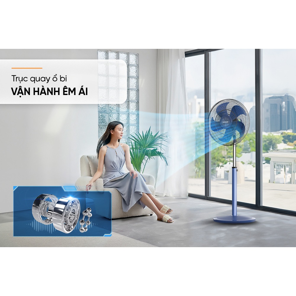 Ảnh Quạt đứng Sunhouse 5 cánh 120W SHD-7392, động cơ đồng nguyên chất, vận hành êm ái, không tiếng ồn 4