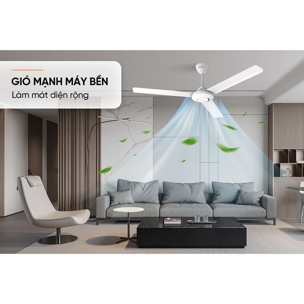 Ảnh Quạt trần Sunhouse 3 cánh SHD-7657 SHD-7658, công suất 75W, sải cánh 1,4 mét, 5 cấp độ gió, vận hành êm ái 4