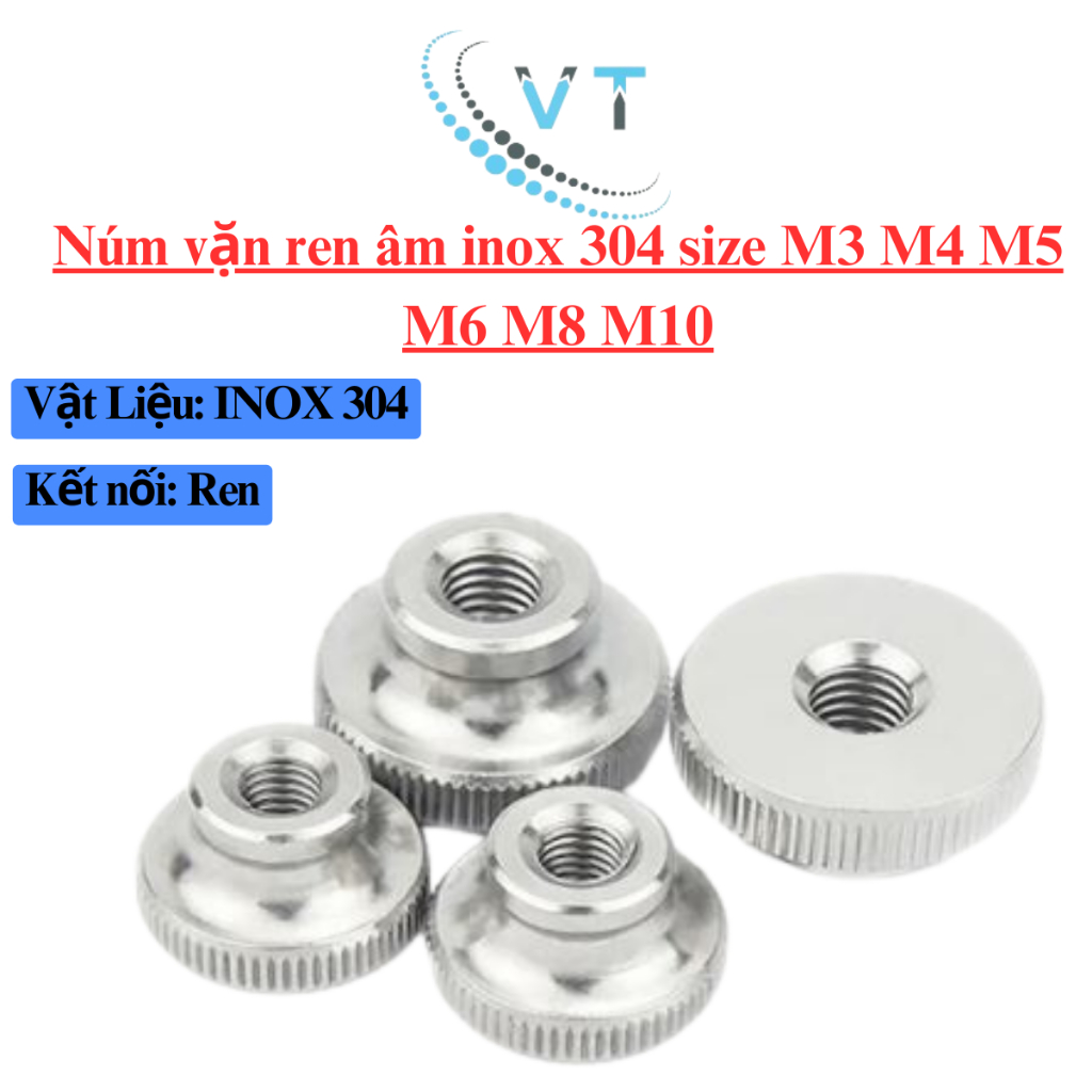 Núm vặn ren âm inox 304 size M3 M4 M5 M6 M8 M10 ( suốt)
