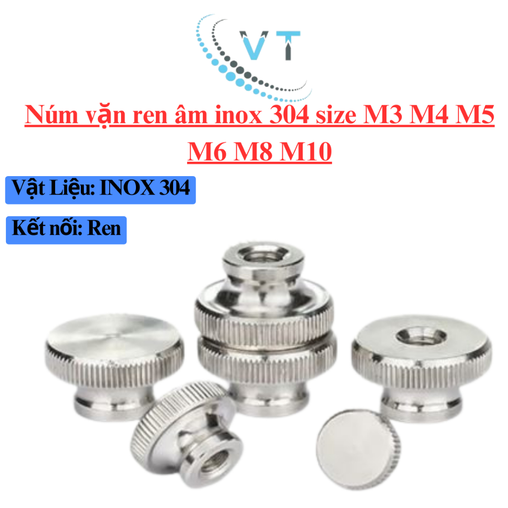 Núm vặn ren âm inox 304 size M3 M4 M5 M6 M8 M10 ( suốt)