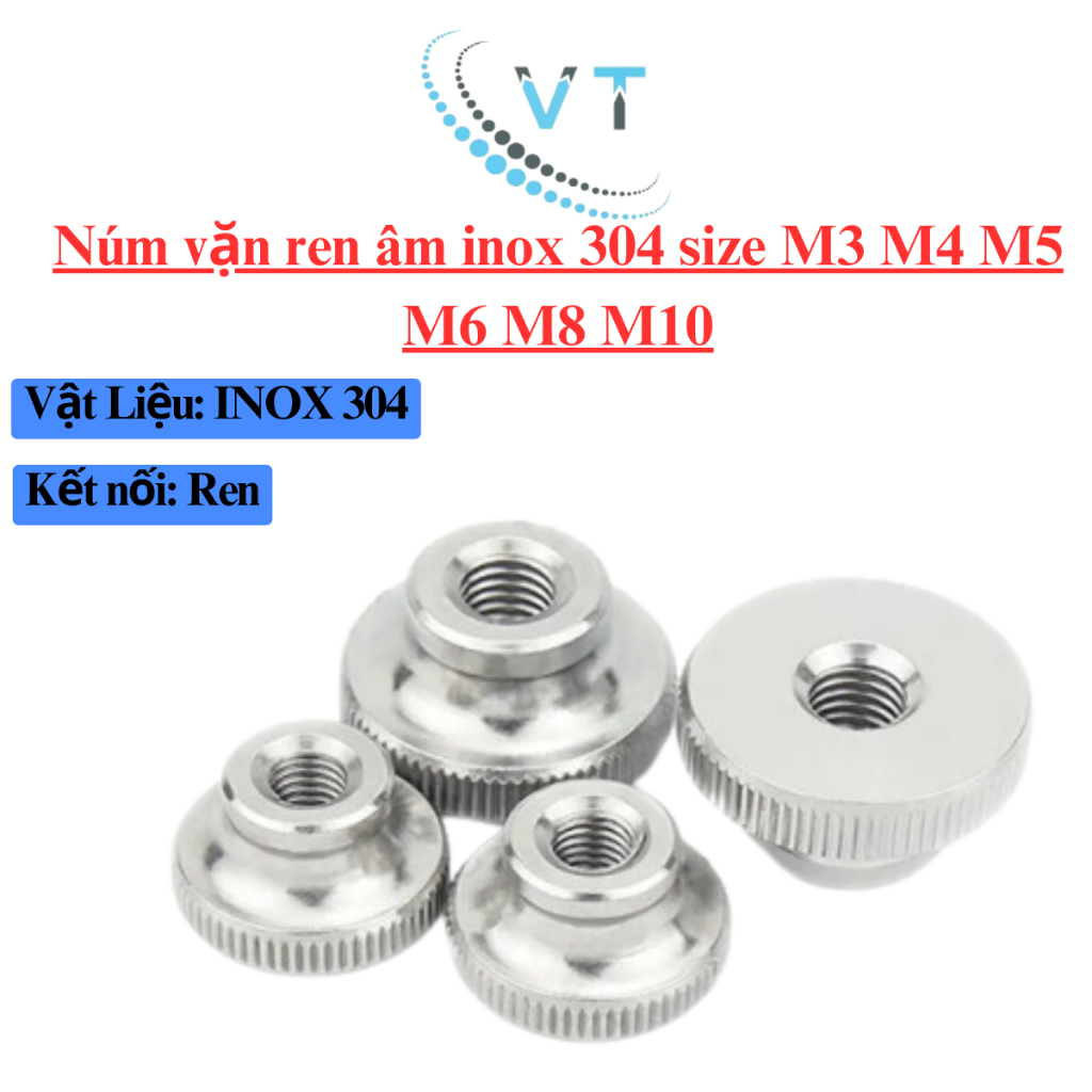 Núm vặn ren âm inox 304 size M3 M4 M5 M6 M8 M10 ( suốt)