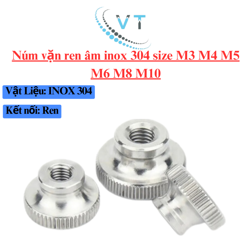 Núm vặn ren âm inox 304 size M3 M4 M5 M6 M8 M10 ( suốt)