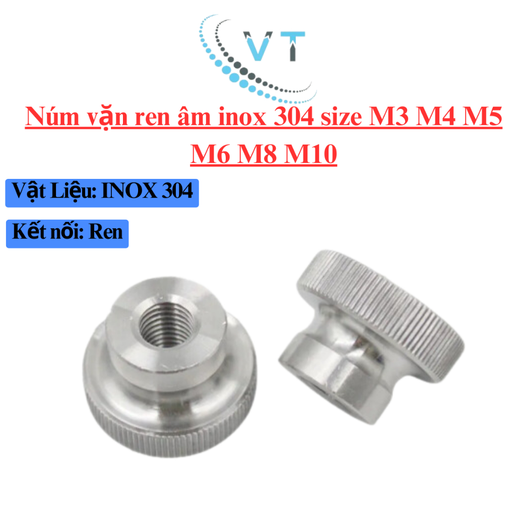 Núm vặn ren âm inox 304 size M3 M4 M5 M6 M8 M10 ( suốt)