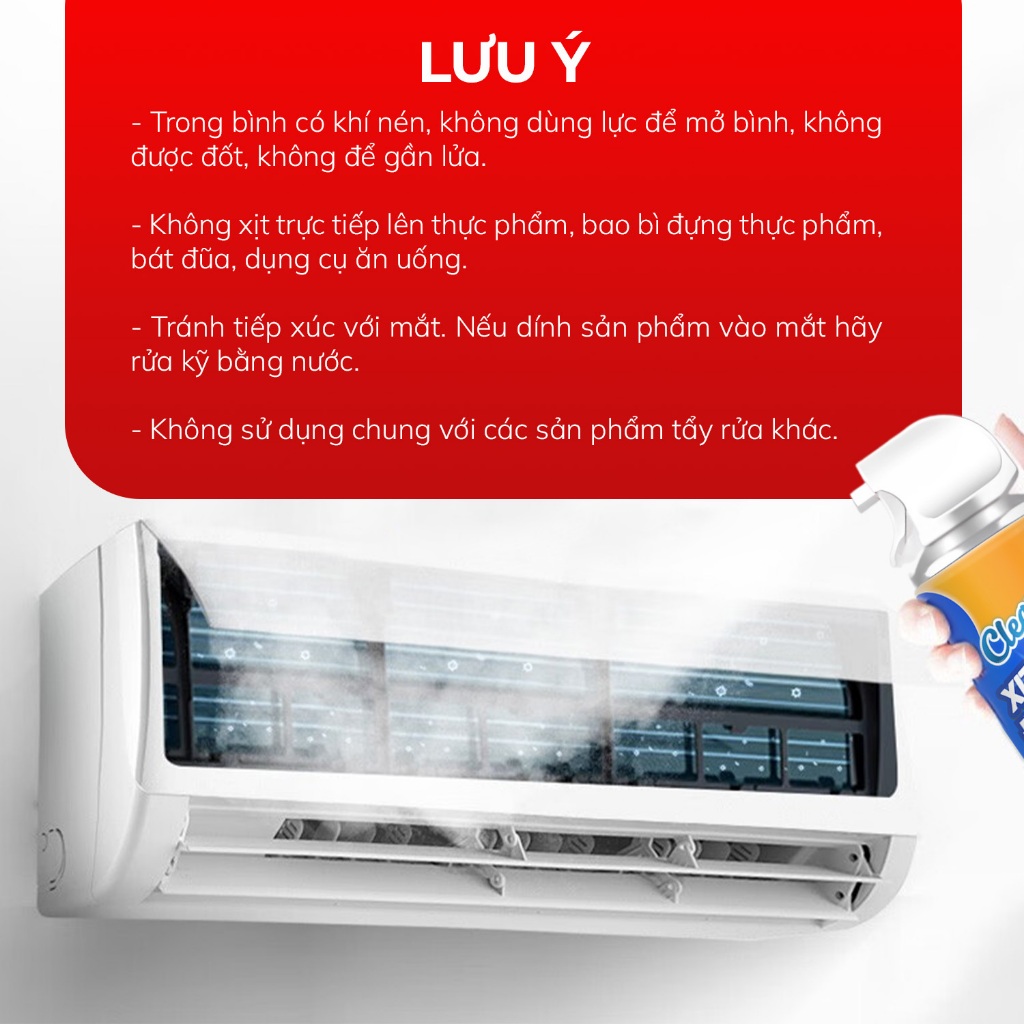 Xịt làm sạch điều hòa Cleanz làm sạch diệt khuẩn bằng công nghệ ion bạc Ag+