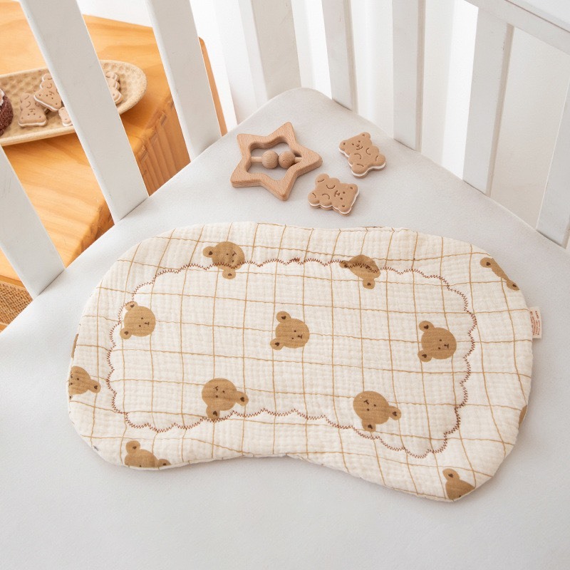 Gối xô Muslin cho bé sơ sinh, kích thước 38x20cm, organic an toàn êm ái DT02