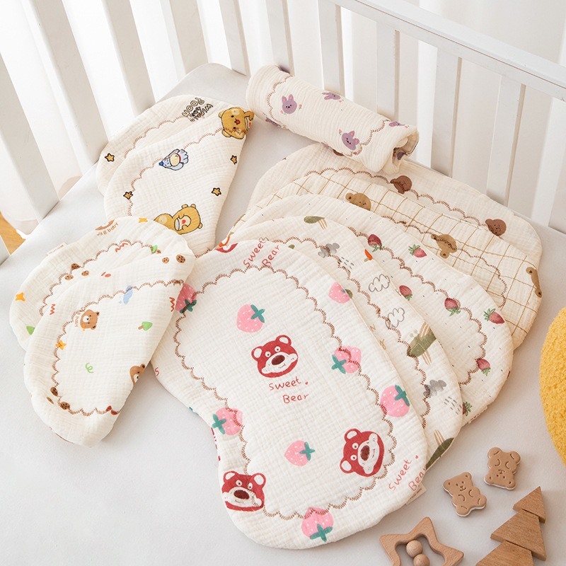 Gối xô Muslin cho bé sơ sinh, kích thước 38x20cm, organic an toàn êm ái DT02