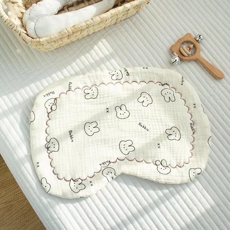 Gối xô Muslin cho bé sơ sinh, kích thước 38x20cm, organic an toàn êm ái DT02
