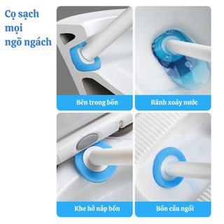 Bộ cọ vệ sinh dùng một lần nâng cấp ECO, Cọ chà toilet xoay 360 độ thế hệ mới kèm 8 đầu cọ thay thế