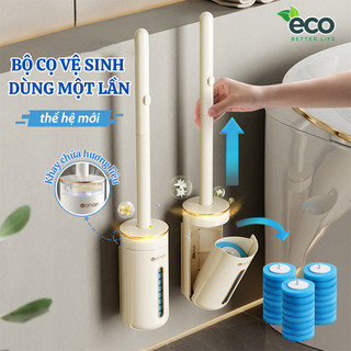 Bộ cọ vệ sinh dùng một lần nâng cấp ECO, Cọ chà toilet xoay 360 độ thế hệ mới kèm 8 đầu cọ thay thế