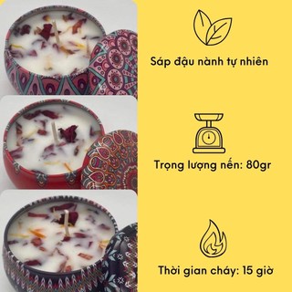 Nến Sáp Thơm Thư Giãn Dịu Nhẹ Không Khói Tinh Dầu Thiên Nhiên Phong Cách Hoa Khô Thảo Mộc 88485