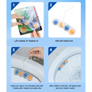 Viên Bóng Treo Bồn Cầu Sạch Khuẩn Thơm Mát, Vỉ 4 Viên Sủi Vệ Sinh Khử Mùi 88480