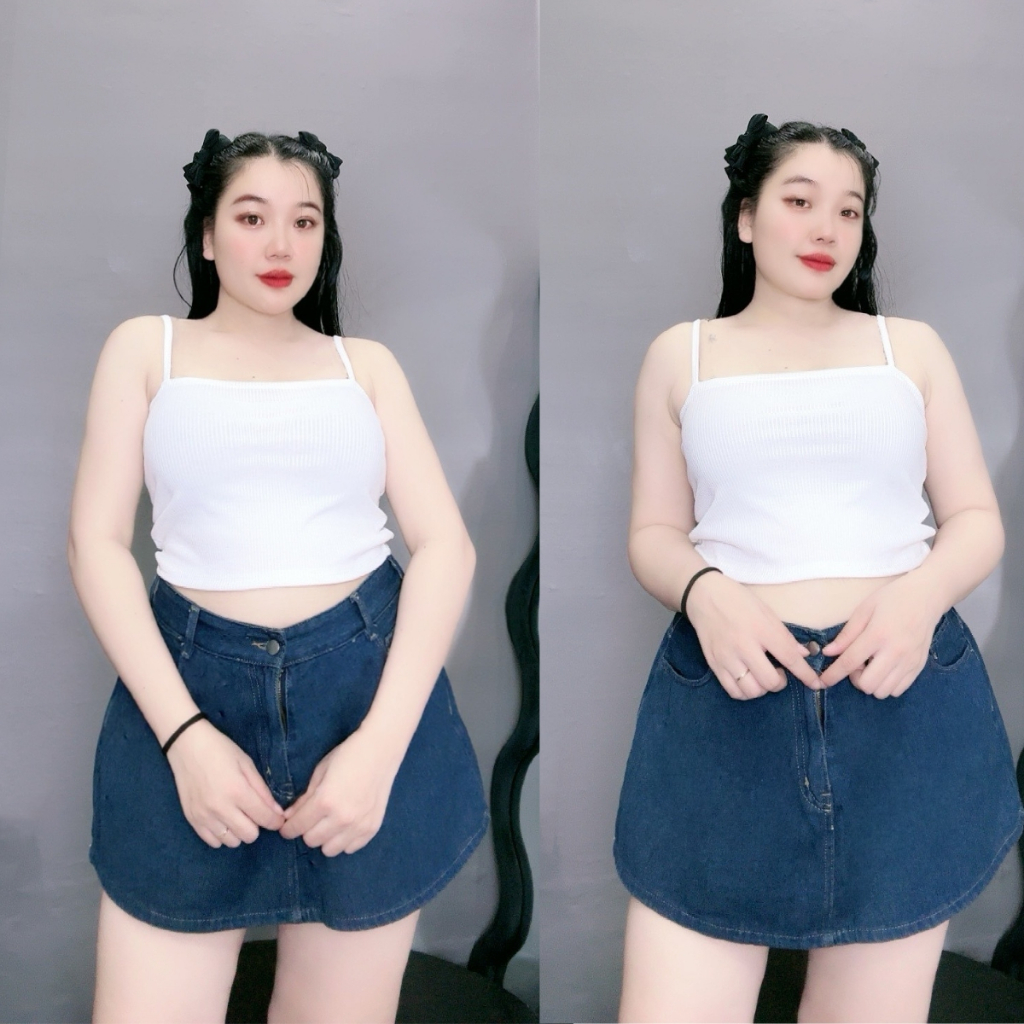 Áo 2 Dây Croptop Bigsize Nữ Dáng Ôm Vải Gân Tăm Mặc Đi Biển, Co Giãn Thoáng Mát – Mã G118
