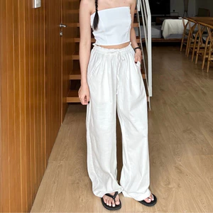 Quần linen dài nữ ống rộng cạp chun thắt nơ xếp ly vải linen tưng cao cấp MQ101 𝐂𝐢𝐯𝐚 𝐏𝐚𝐧𝐭𝐬