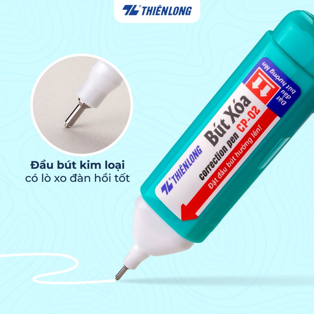Ảnh Bút xóa Thiên Long CP-02 dung tích 12ml, công nghệ vượt trội giúp mực xóa nhanh khô, che phủ tốt, không độc hại, an toàn 1