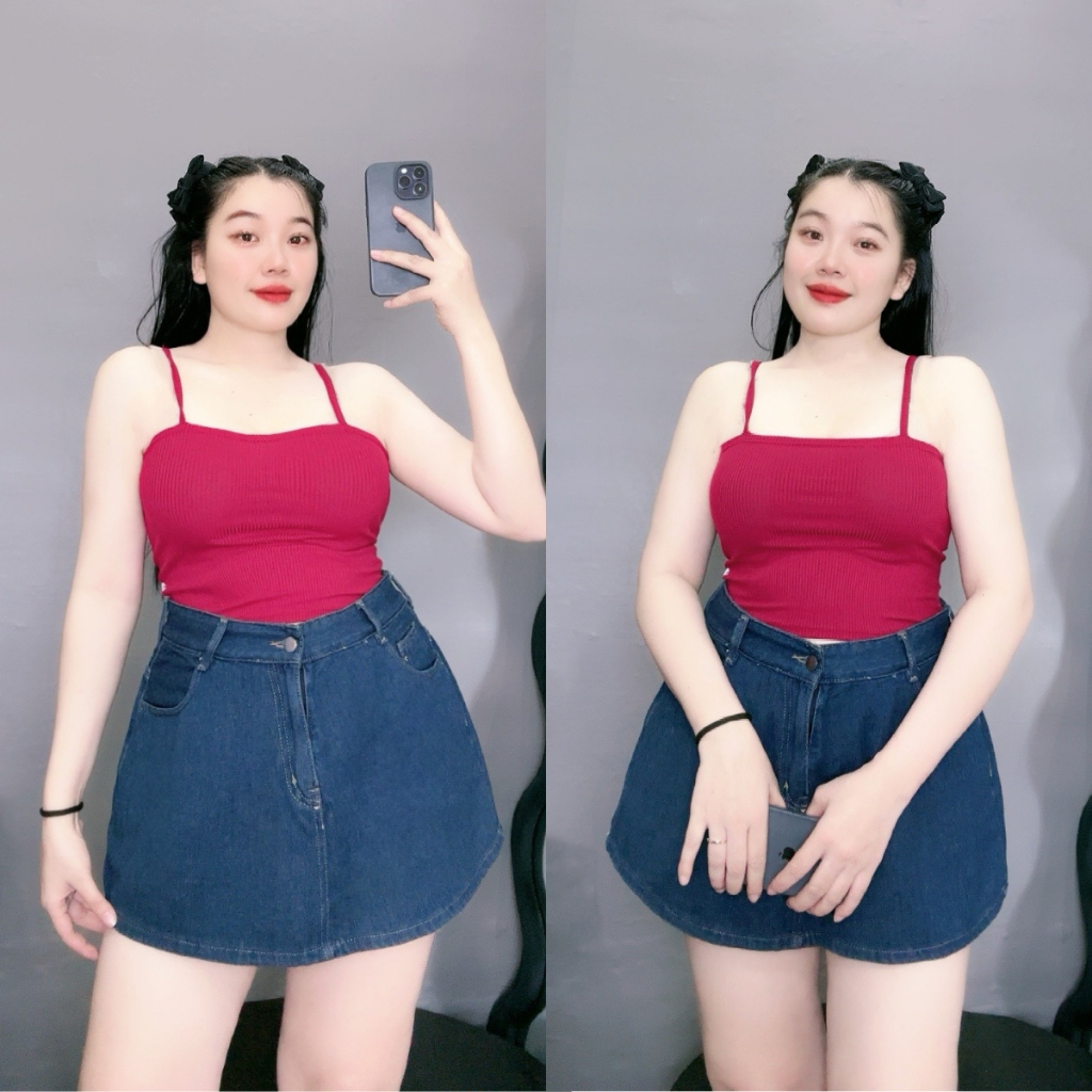 Áo 2 Dây Croptop Bigsize Nữ Dáng Ôm Vải Gân Tăm Mặc Đi Biển, Co Giãn Thoáng Mát – Mã G118