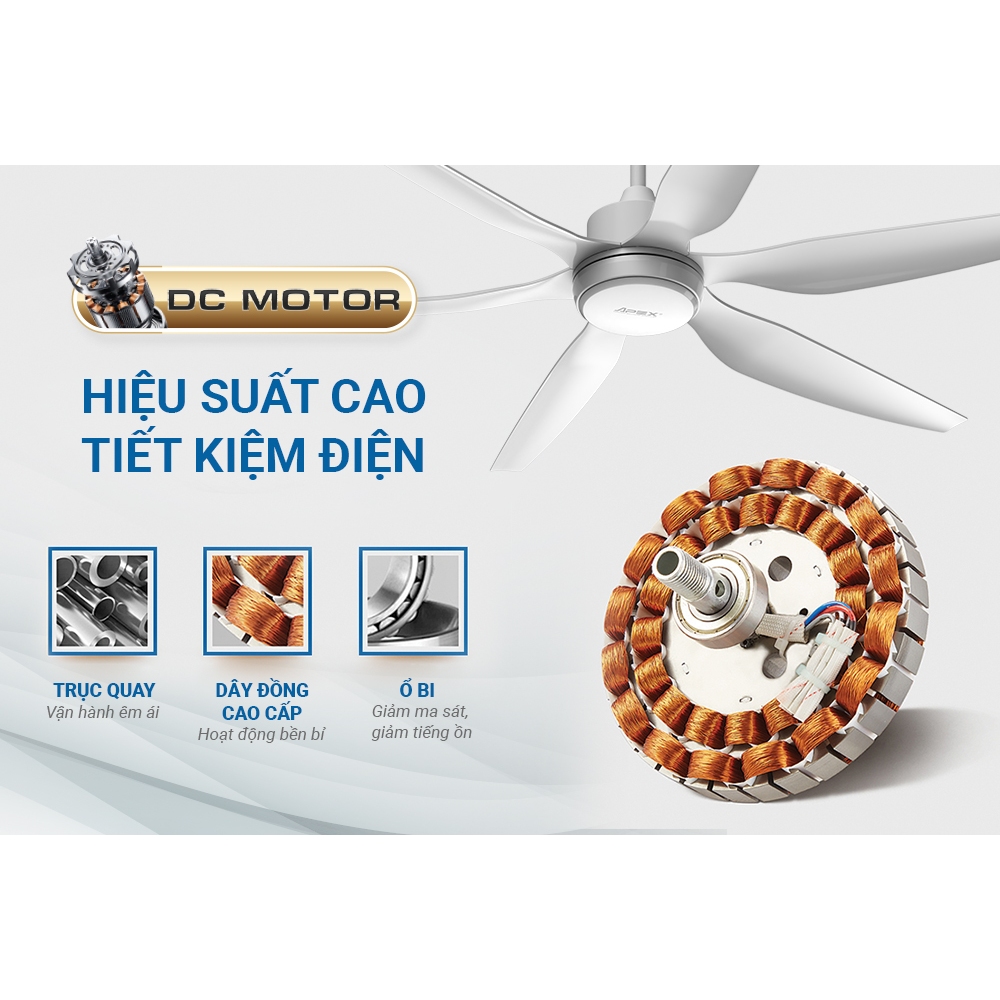 Ảnh Quạt Trần Đèn Led Sunhouse Apex 6 cánh APF-7696, công suất 57W, cánh quạt sải rộng, điều khiển từ xa 3