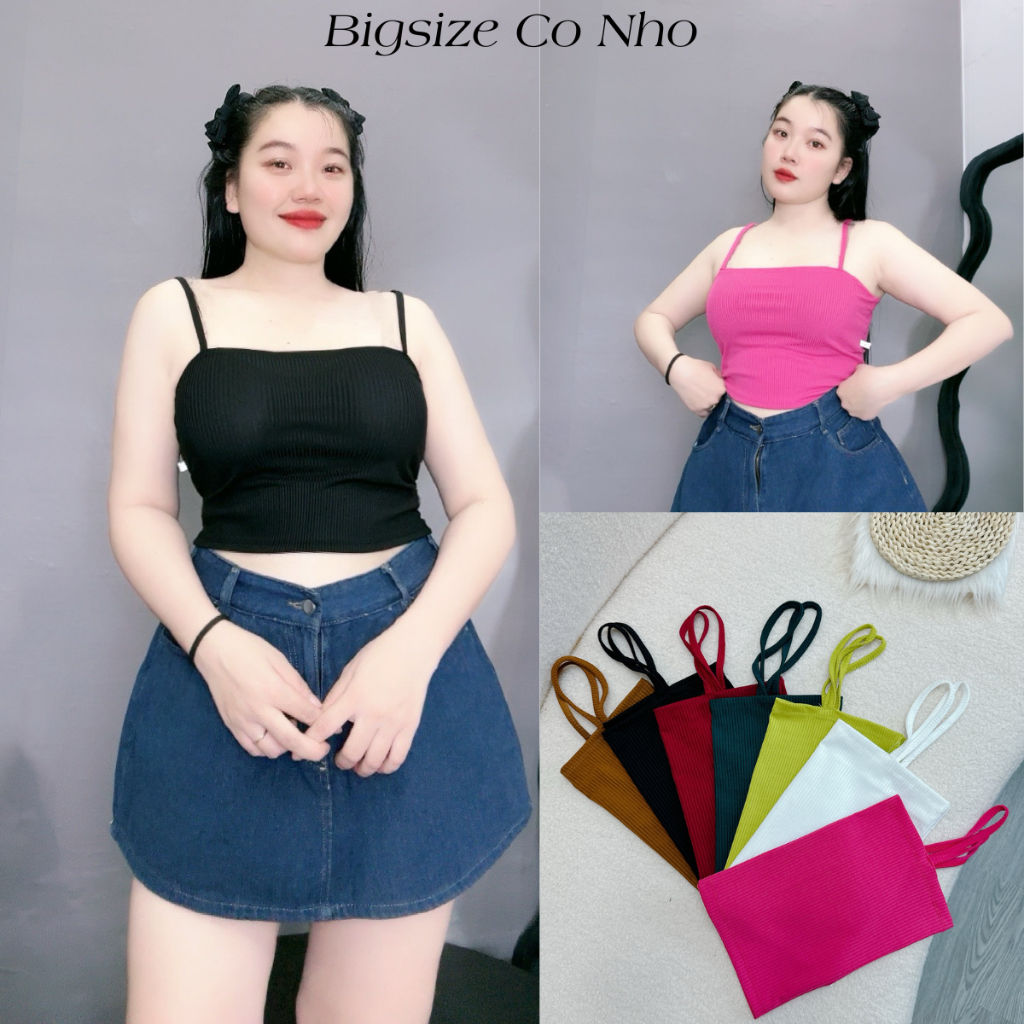 Áo 2 Dây Croptop Bigsize Nữ Dáng Ôm Vải Gân Tăm Mặc Đi Biển, Co Giãn Thoáng Mát – Mã G118