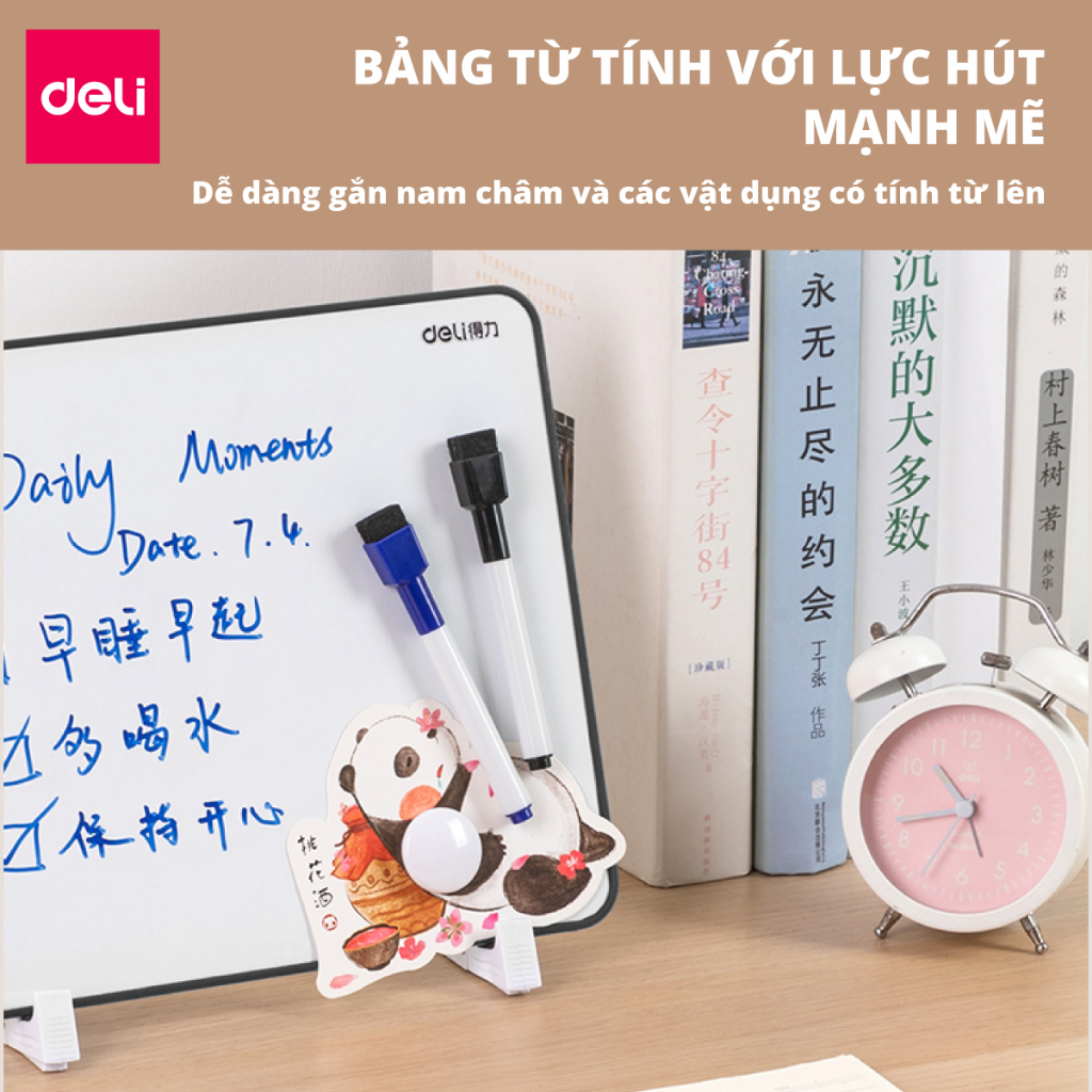 [VOUCHER 50K] Bảng Từ Trắng 2 Mặt Để Bàn Deli Bảng Từ Tính Học Sinh Văn Phòng Bảng Từ Viết Bút Lông Nhiều Kích Thước