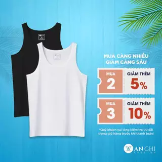 Áo ba lỗ nam ANCHI 100% cotton co giãn thấm hút mồ hôi, áo may ô trung niên - ACABL